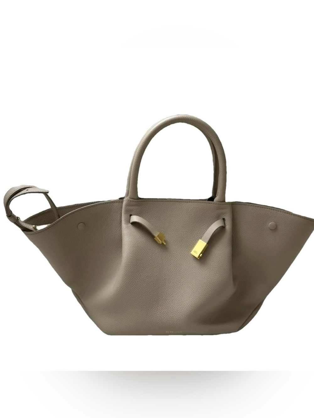 DeMellier New York Midi Bag in Taupe with Gold Hardware